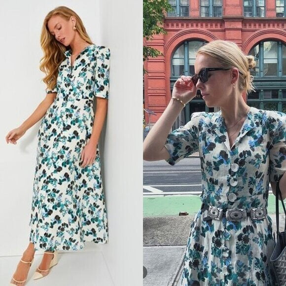 Tuckernuck NEW Budding Bluebell Hadley Collared Floral Shirt Maxi Dress Size XS